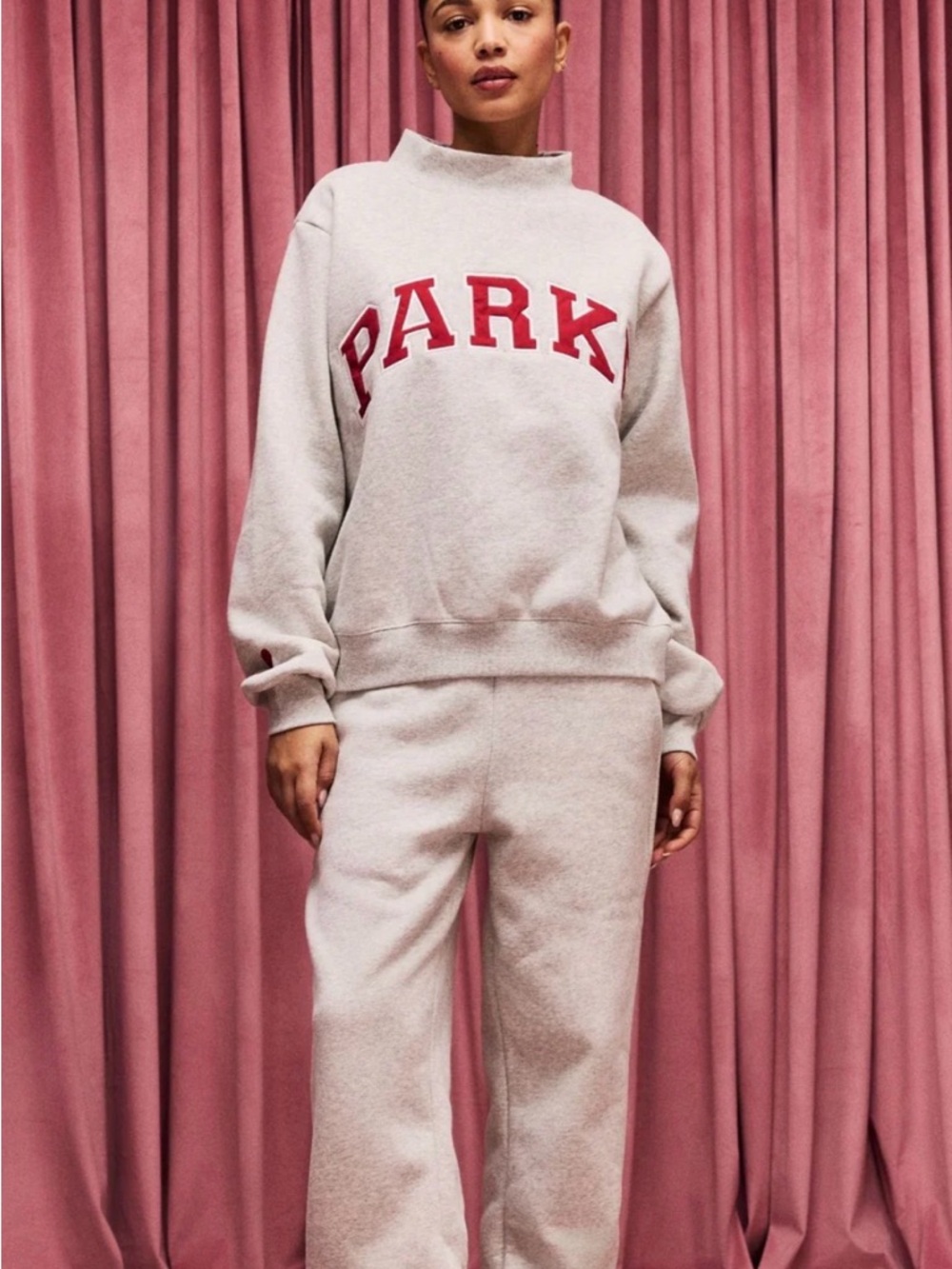 PARKE NWT Gray / Crimson Mock Neck Sweatshirt - S/M
